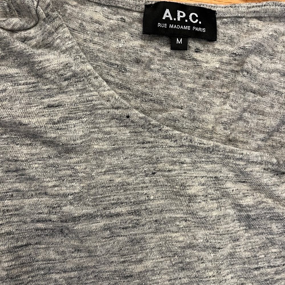 A.P.C. Heather Gray V-Neck Tee